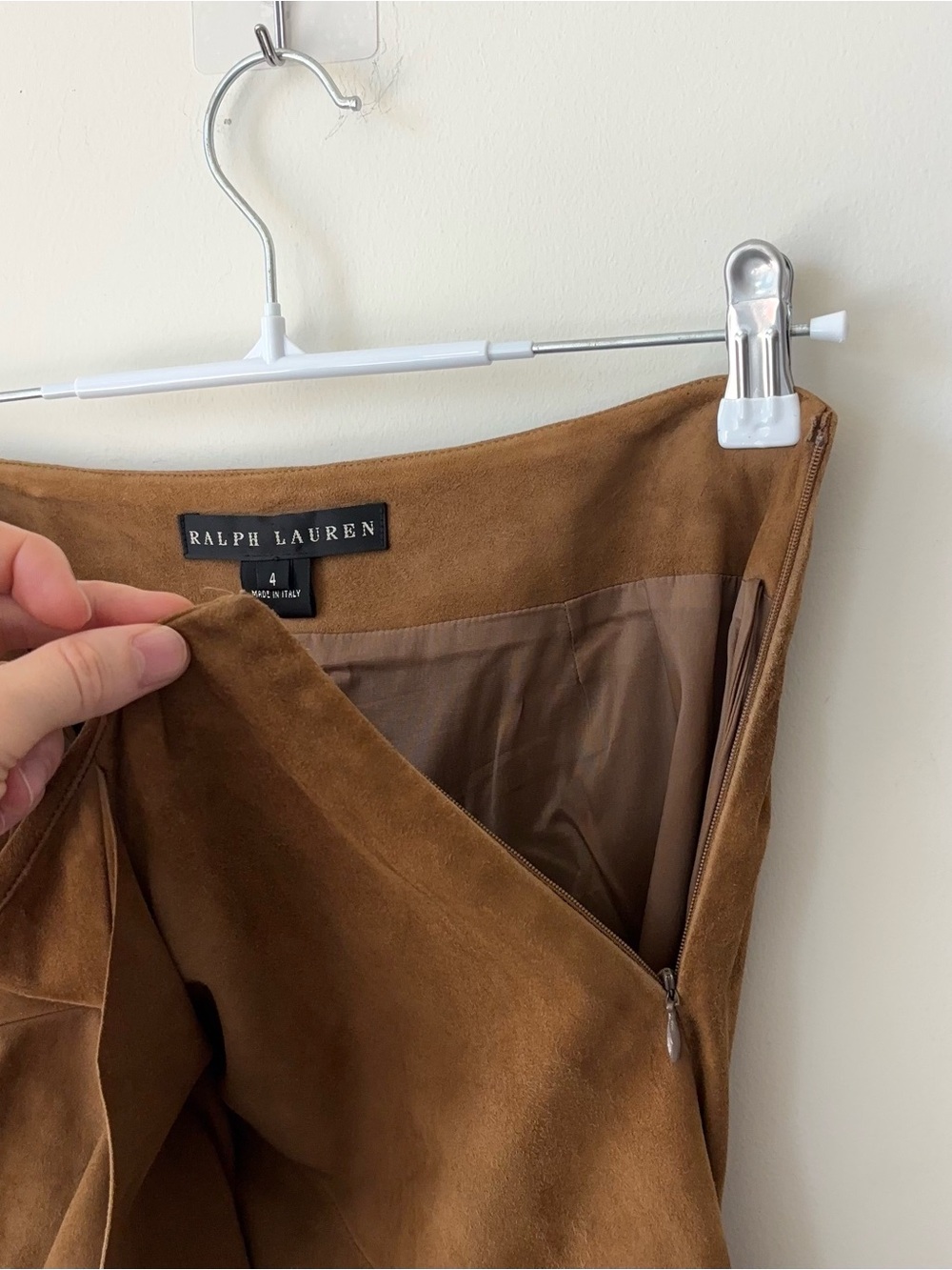 Ralph Lauren Black Label 100% Goat Suede Leather Ruffle Skirt Size 4 Italy - Picture 8 of 12